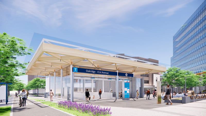 Illustration of the entrance to Oakridge-41st Avenue station