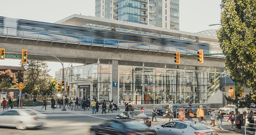 Metrotown station on a busy day